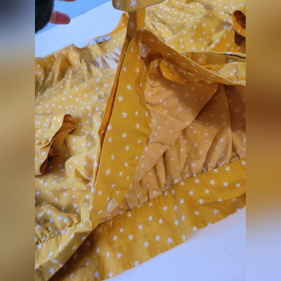 Madewell Wrap Star Print Blouse Size M Mustard Yellow - Picture 4 of 11